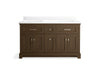 KOHLER K-29263-BD1 Charlemont 60" bathroom vanity cabinet with sinks and quartz top, draper oak - view 3