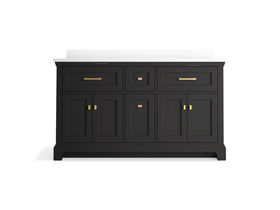 KOHLER K-29263-BD1 Charlemont 60" bathroom vanity cabinet with sinks and quartz top, ferrous grey - view 3