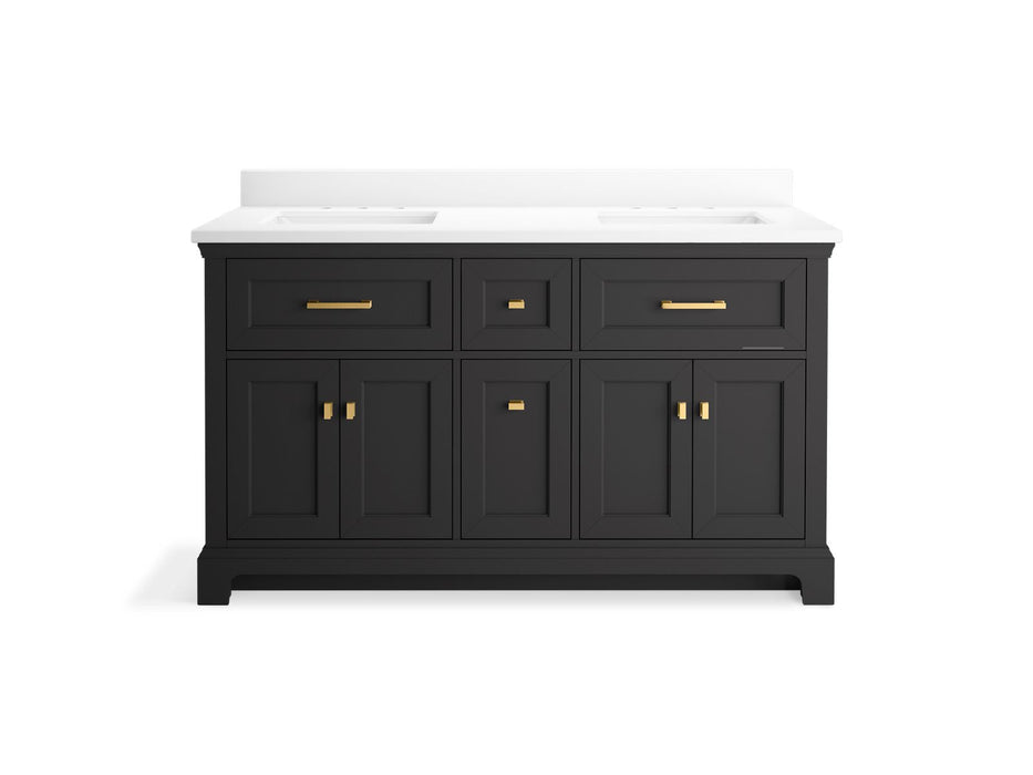KOHLER K-29263-BD1 Charlemont 60" bathroom vanity cabinet with sinks and quartz top, ferrous grey - view 4