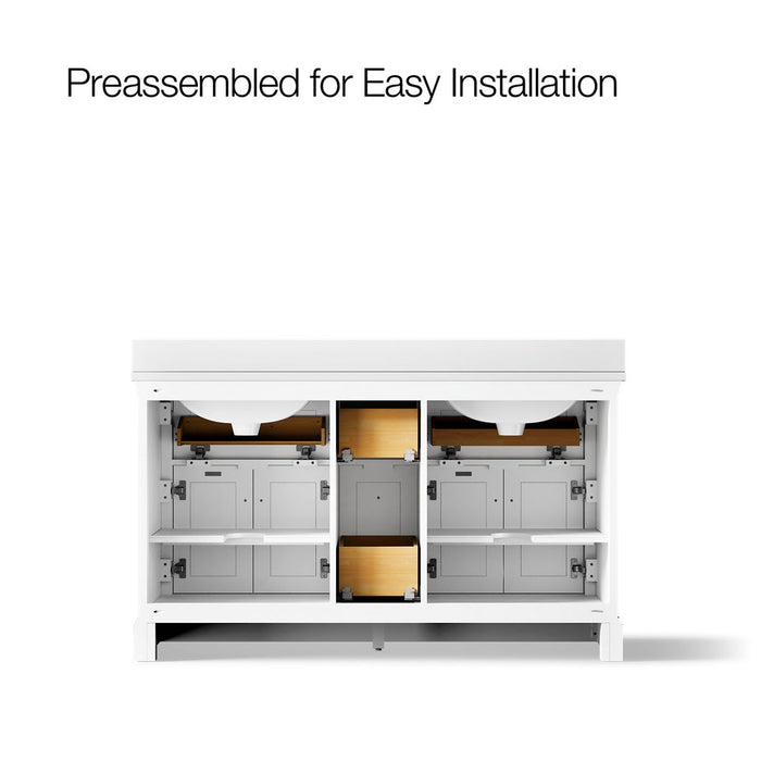 KOHLER K-29263-BD1 Charlemont 60" bathroom vanity cabinet with sinks and quartz top, white - view 5