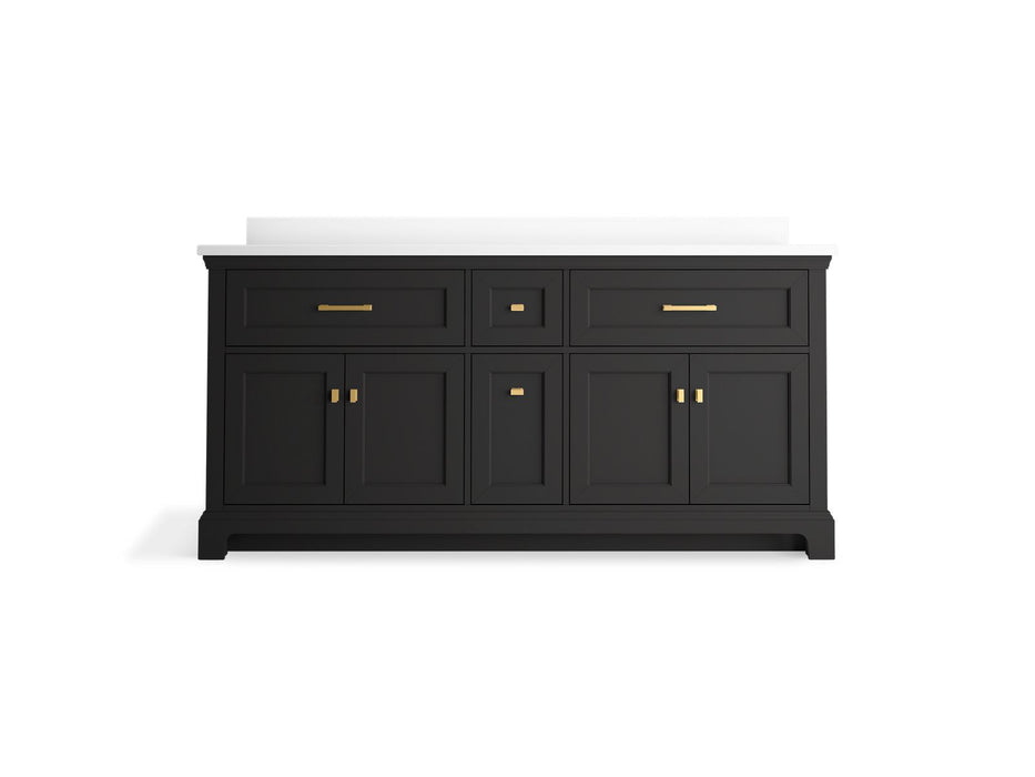 KOHLER K-29264-BD1 Charlemont 72" bathroom vanity cabinet with sinks and quartz top, ferrous grey - view 3