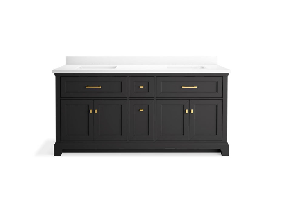 KOHLER K-29264-BD1 Charlemont 72" bathroom vanity cabinet with sinks and quartz top, ferrous grey - view 4