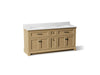 KOHLER K-29264-BD1 Charlemont 72" bathroom vanity cabinet with sinks and quartz top, light oak