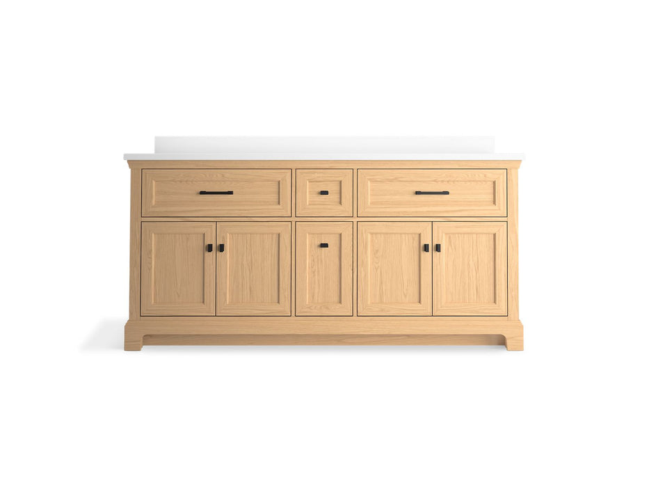KOHLER K-29264-BD1 Charlemont 72" bathroom vanity cabinet with sinks and quartz top, light oak - view 3