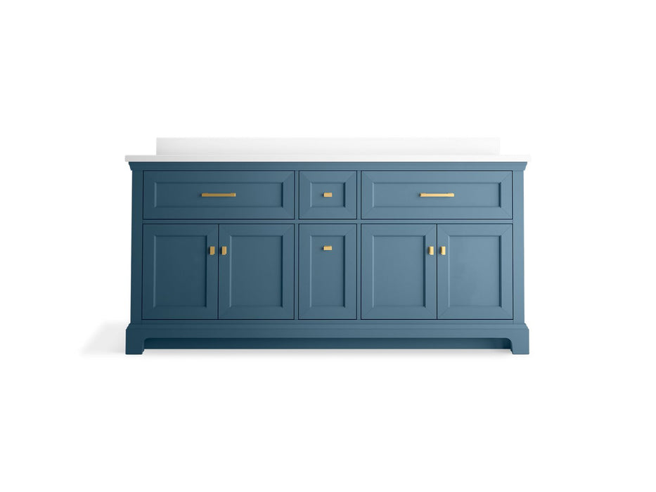 KOHLER K-29264-BD1 Charlemont 72" bathroom vanity cabinet with sinks and quartz top, tidal blue - view 3
