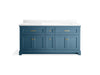 KOHLER K-29264-BD1 Charlemont 72" bathroom vanity cabinet with sinks and quartz top, tidal blue - view 4