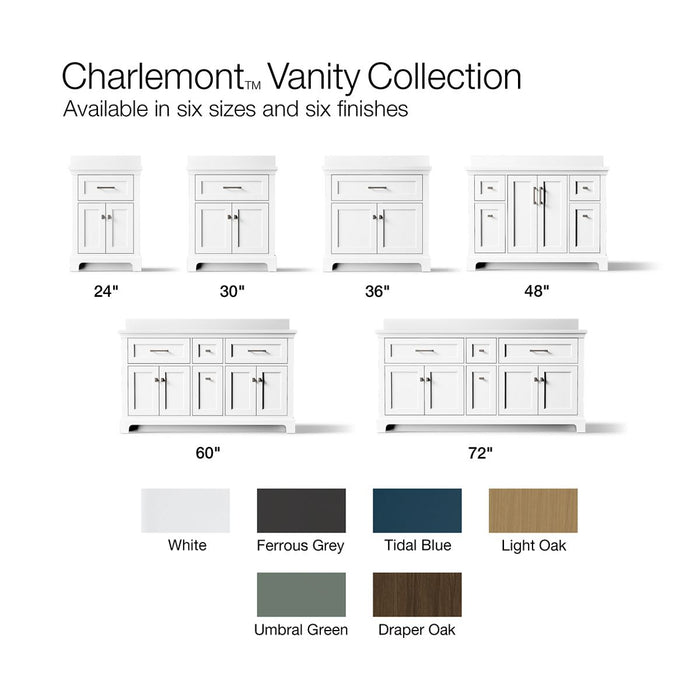 KOHLER K-29264-BD1 Charlemont 72" bathroom vanity cabinet with sinks and quartz top, tidal blue - view 5