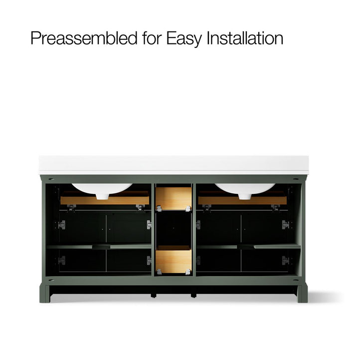 KOHLER K-29264-BD1 Charlemont 72" bathroom vanity cabinet with sinks and quartz top, umbral green - view 3