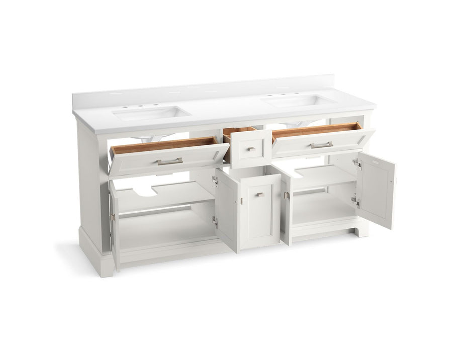 KOHLER K-29264-BD1 Charlemont 72" bathroom vanity cabinet with sinks and quartz top, white - view 2