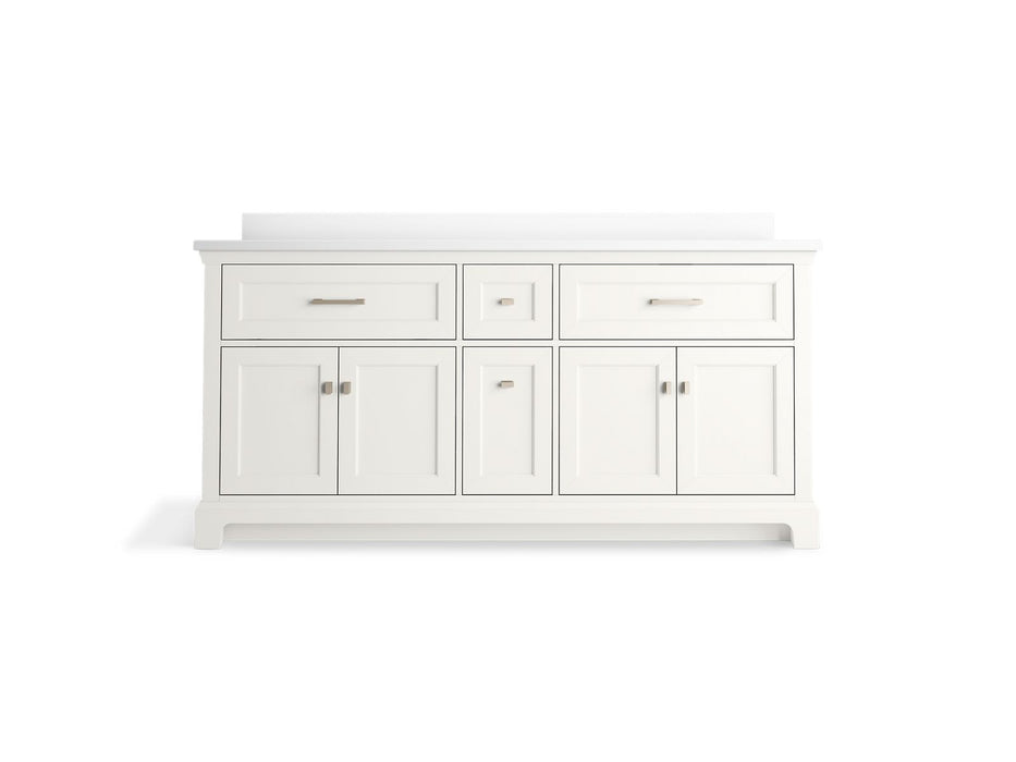 KOHLER K-29264-BD1 Charlemont 72" bathroom vanity cabinet with sinks and quartz top, white - view 3
