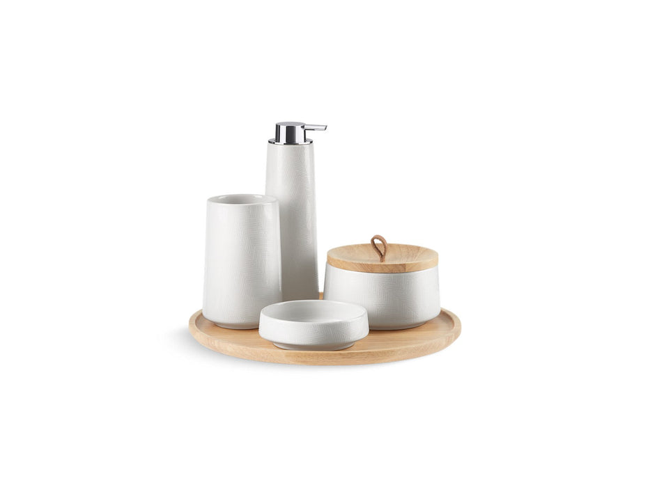 KOHLER K-29590-HD1 Bente Five-piece countertop accessory set, Herringbone, white