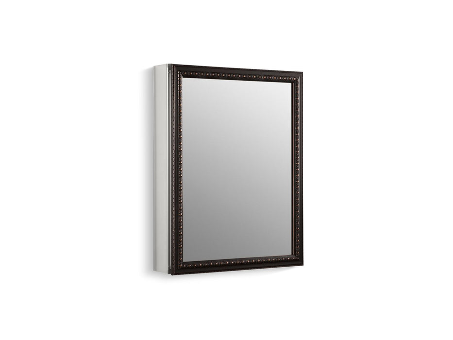 KOHLER K-2967 20" W x 26" H aluminum single-door medicine cabinet with oil-rubbed bronze framed mirror door, oil rubbed...
