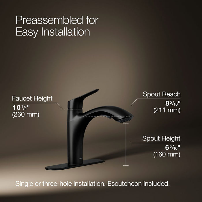 KOHLER K-30468 Rival Pull-out kitchen sink faucet with two-function sprayhead
