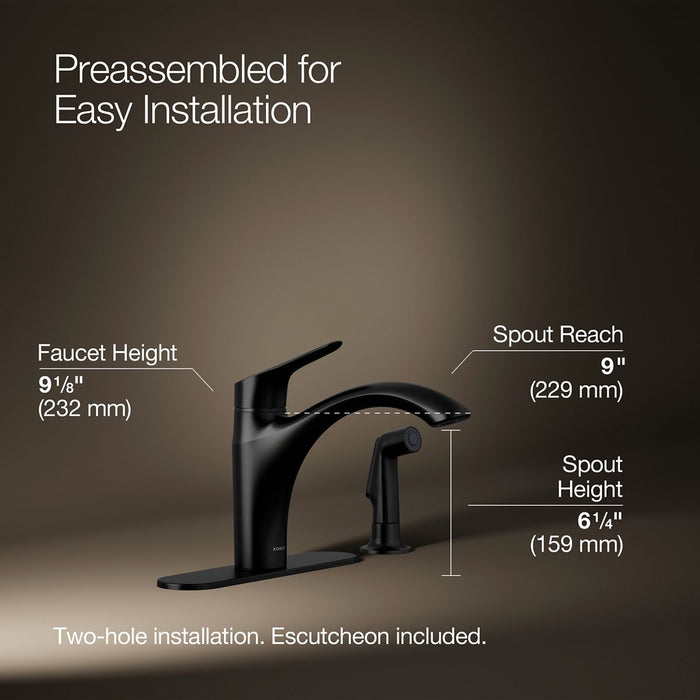 KOHLER K-30471 Rival Single-handle kitchen sink faucet with side sprayer