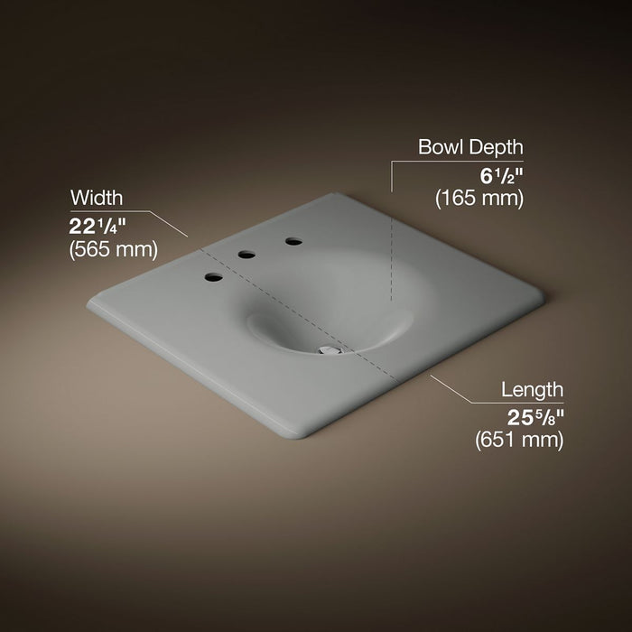KOHLER K-3048-8 Iron/Impressions 25" Enameled cast iron vanity top with integrated round sink
