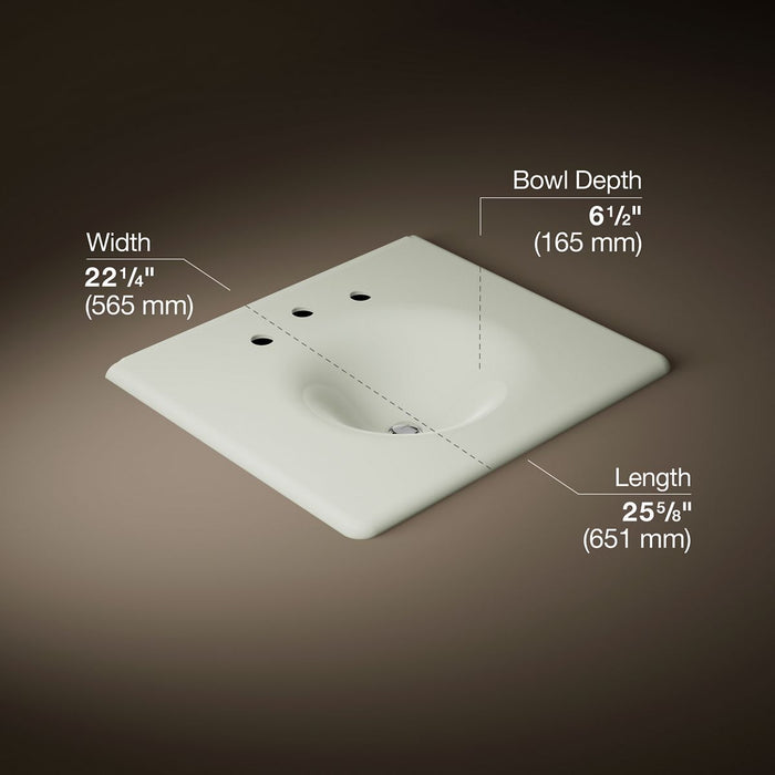 KOHLER K-3048-8 Iron/Impressions 25" Enameled cast iron vanity top with integrated round sink