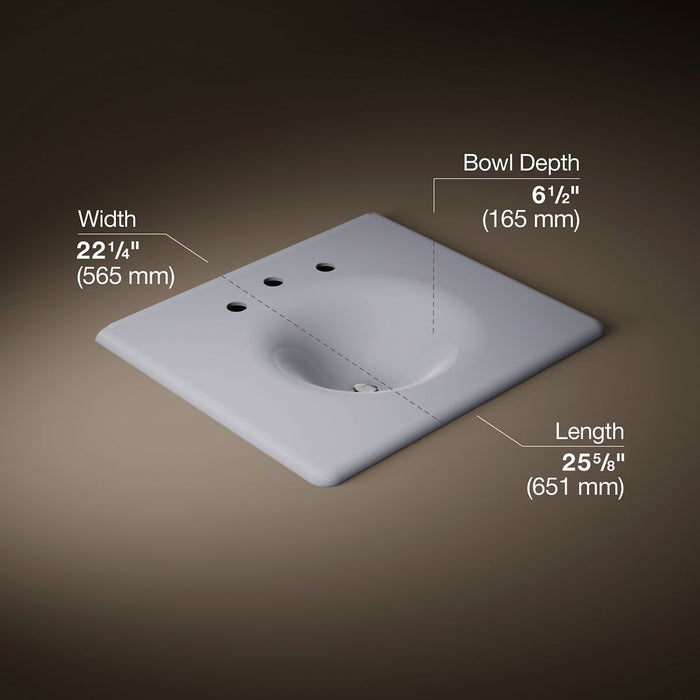 KOHLER K-3048-8 Iron/Impressions 25" Enameled cast iron vanity top with integrated round sink
