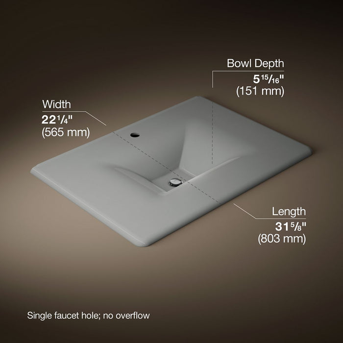 KOHLER K-3049-1 Iron/Impressions 31" Enameled cast iron vanity top with integrated rectangular sink