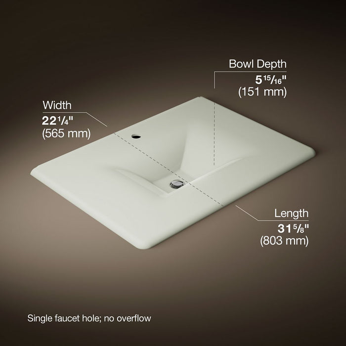 KOHLER K-3049-1 Iron/Impressions 31" Enameled cast iron vanity top with integrated rectangular sink