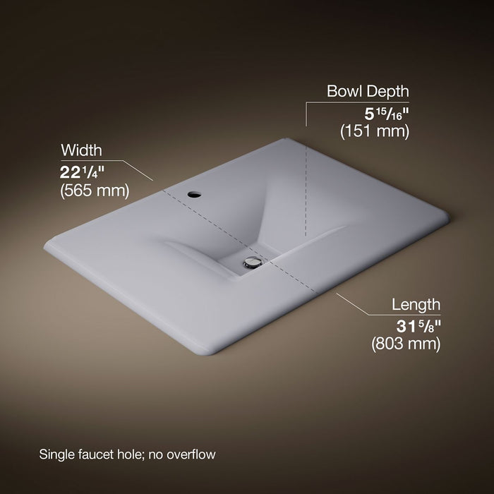 KOHLER K-3049-1 Iron/Impressions 31" Enameled cast iron vanity top with integrated rectangular sink