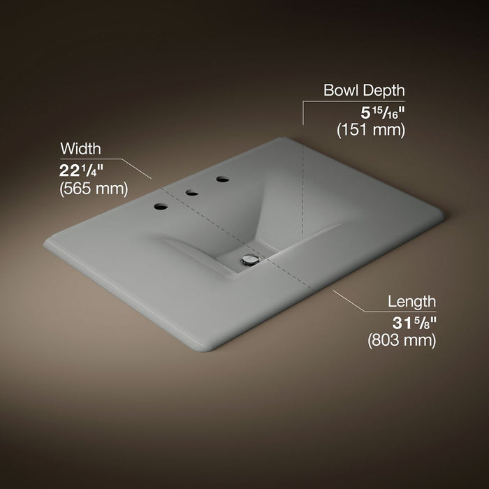 KOHLER K-3049-8 Iron/Impressions 31" Enameled cast iron vanity top with integrated rectangular sink