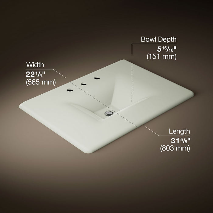 KOHLER K-3049-8 Iron/Impressions 31" Enameled cast iron vanity top with integrated rectangular sink