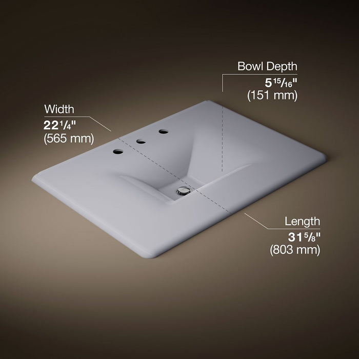 KOHLER K-3049-8 Iron/Impressions 31" Enameled cast iron vanity top with integrated rectangular sink