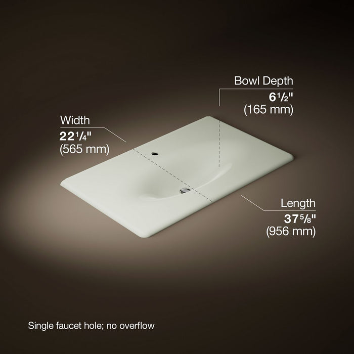 KOHLER K-3051-1 Iron/Impressions 37" Enameled cast iron vanity top with integrated oval sink
