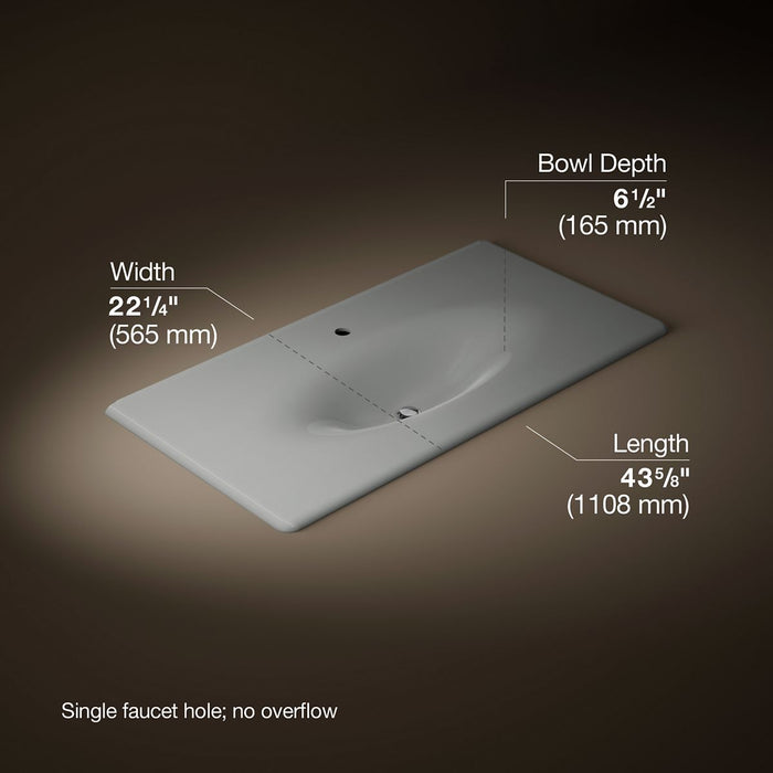 KOHLER K-3052-1 Iron/Impressions 43" Enameled cast iron vanity top with integrated oval sink