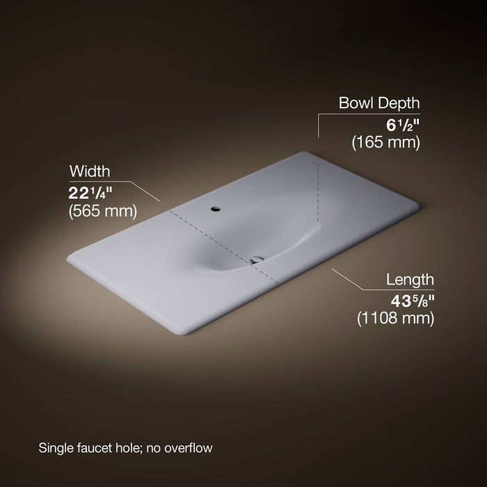 KOHLER K-3052-1 Iron/Impressions 43" Enameled cast iron vanity top with integrated oval sink