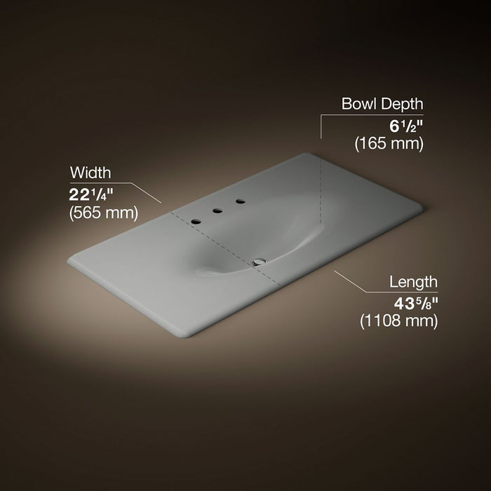 KOHLER K-3052-8 Iron/Impressions 43" Enameled cast iron vanity top with integrated oval sink