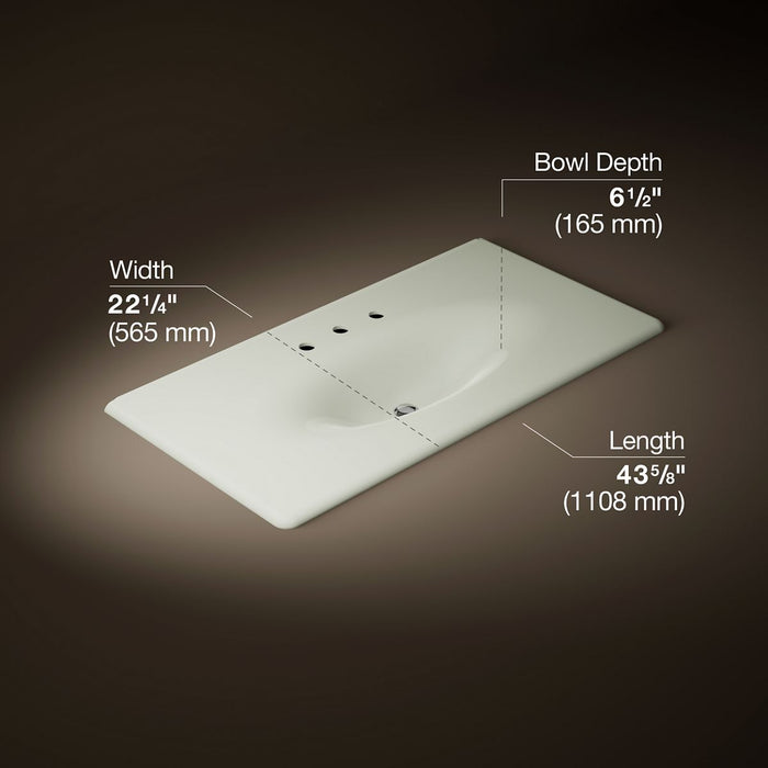 KOHLER K-3052-8 Iron/Impressions 43" Enameled cast iron vanity top with integrated oval sink
