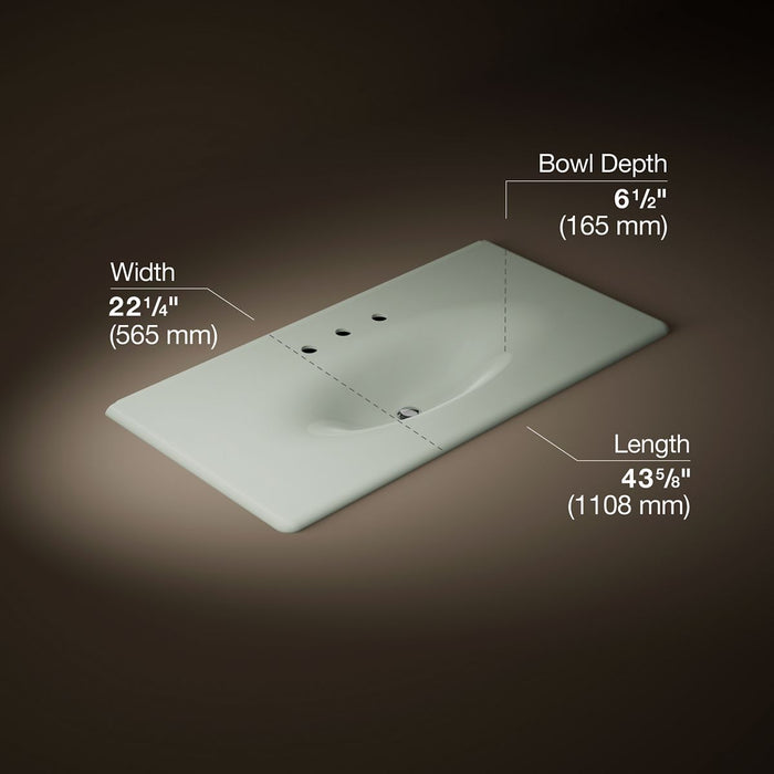 KOHLER K-3052-8 Iron/Impressions 43" Enameled cast iron vanity top with integrated oval sink