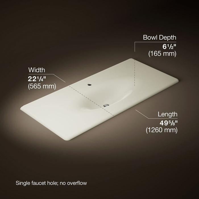 KOHLER K-3053-1 Iron/Impressions 49" Enameled cast iron vanity top with integrated oval sink