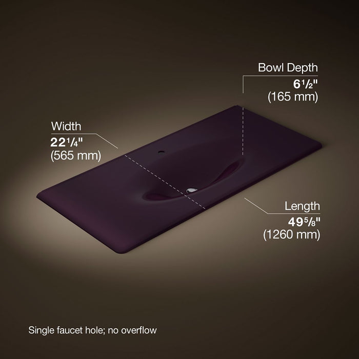KOHLER K-3053-1 Iron/Impressions 49" Enameled cast iron vanity top with integrated oval sink