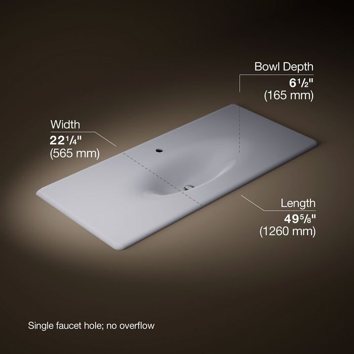 KOHLER K-3053-1 Iron/Impressions 49" Enameled cast iron vanity top with integrated oval sink