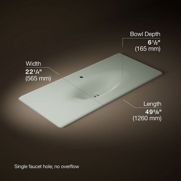 KOHLER K-3053-1 Iron/Impressions 49" Enameled cast iron vanity top with integrated oval sink
