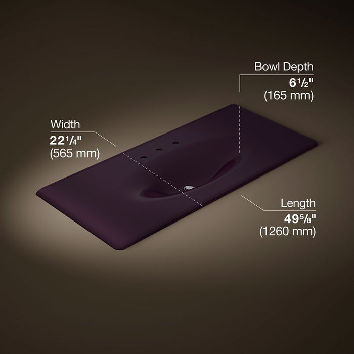 KOHLER K-3053-8 Iron/Impressions 49" Enameled cast iron vanity top with integrated oval sink
