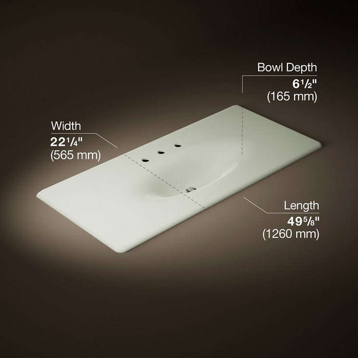 KOHLER K-3053-8 Iron/Impressions 49" Enameled cast iron vanity top with integrated oval sink
