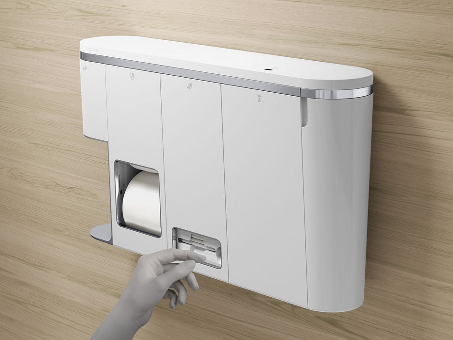 KOHLER K-30666-LWW Clean Haven Hygiene Station with Menstrual Product Dispenser, Left Mount