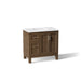 KOHLER K-31244-ASB Quo 36" Bathroom Vanity Cabinet with Sink and Quartz Top, Draper Oak - 3/4 view of product