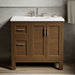 KOHLER K-31244-ASB Quo 36" Bathroom Vanity Cabinet with Sink and Quartz Top, Draper Oak - Shows close up detail of product in