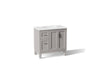 KOHLER K-31244-ASB Quo 36" Bathroom Vanity Cabinet with Sink and Quartz Top, Mohair Grey - 3/4 view of product