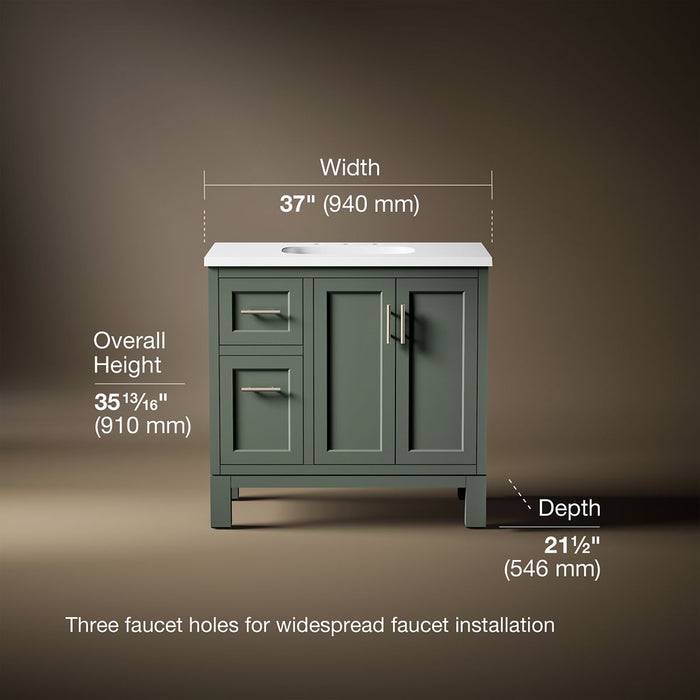 3/4 view of product with dimensions