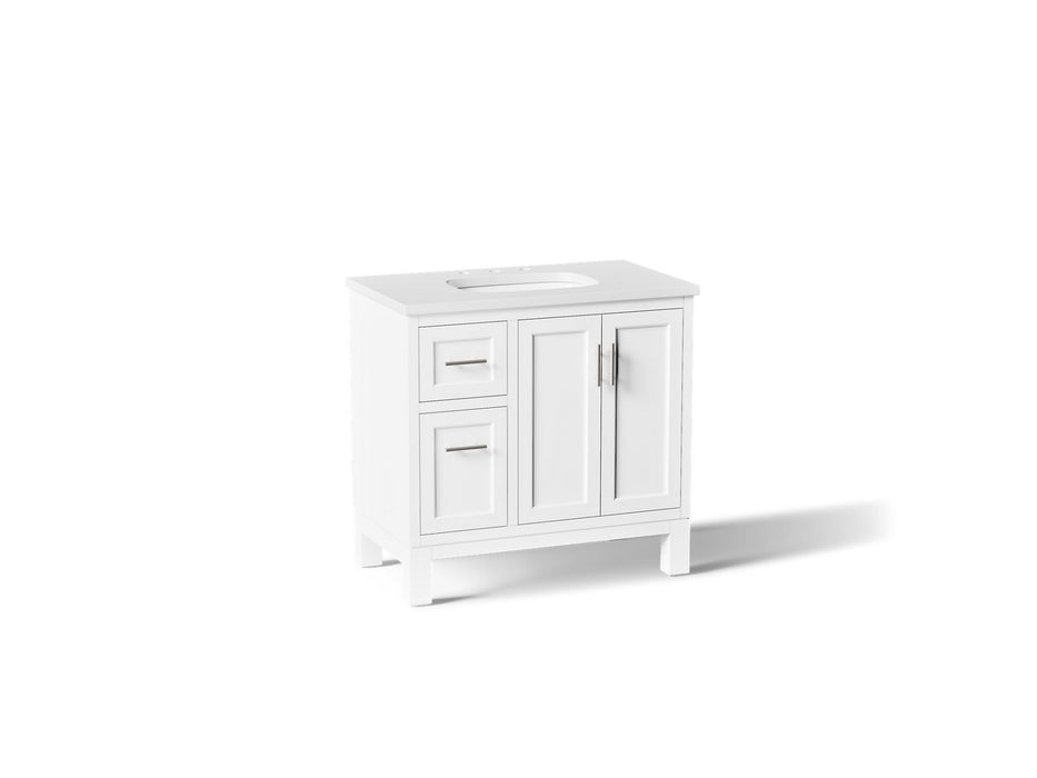 KOHLER K-31244-ASB Quo 36" Bathroom Vanity Cabinet with Sink and Quartz Top