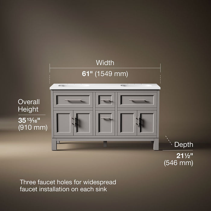 3/4 view of product with dimensions