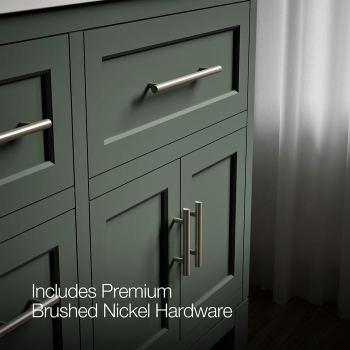 KOHLER K-31246-ASB Quo 60" Bathroom Vanity Cabinet with Sinks and Quartz Top, Umbral Green - Detail image of a product featur