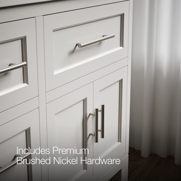 KOHLER K-31246-ASB Quo 60" Bathroom Vanity Cabinet with Sinks and Quartz Top, White - Detail image of a product feature
