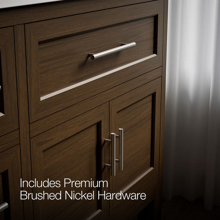 KOHLER K-31247-ASB Quo 72" Bathroom Vanity Cabinet with Sinks and Quartz Top, Draper Oak - Detail image of a product feature
