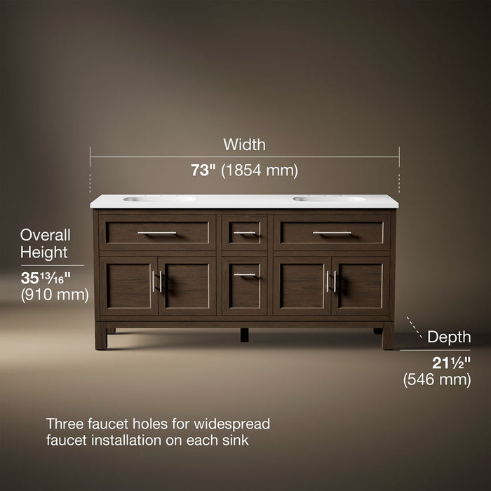 3/4 view of product with dimensions